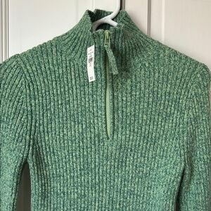 Aerie Green Cowl Neck Sweater with Ribbed Texture NWT